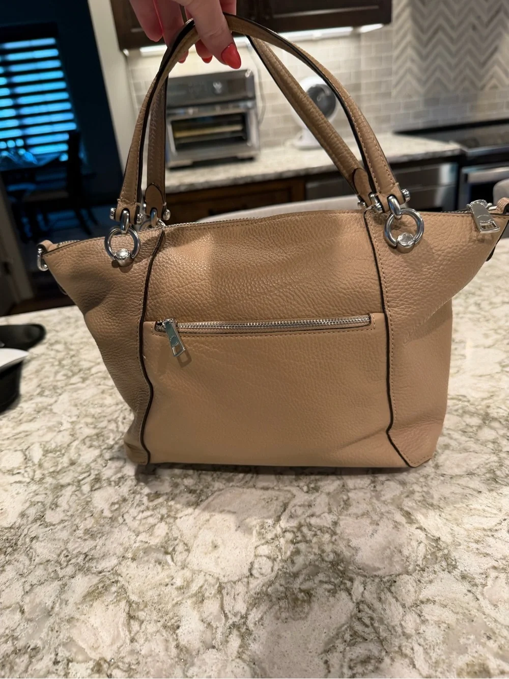 Coach Pebbled Leather Satchel - Beige/Tan